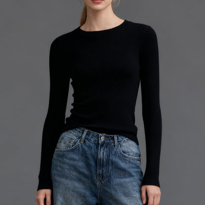 Fitted Ribbed Long Sleeve Top