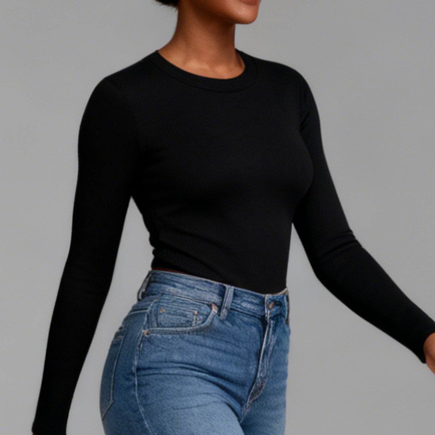 Fitted Ribbed Long Sleeve Top