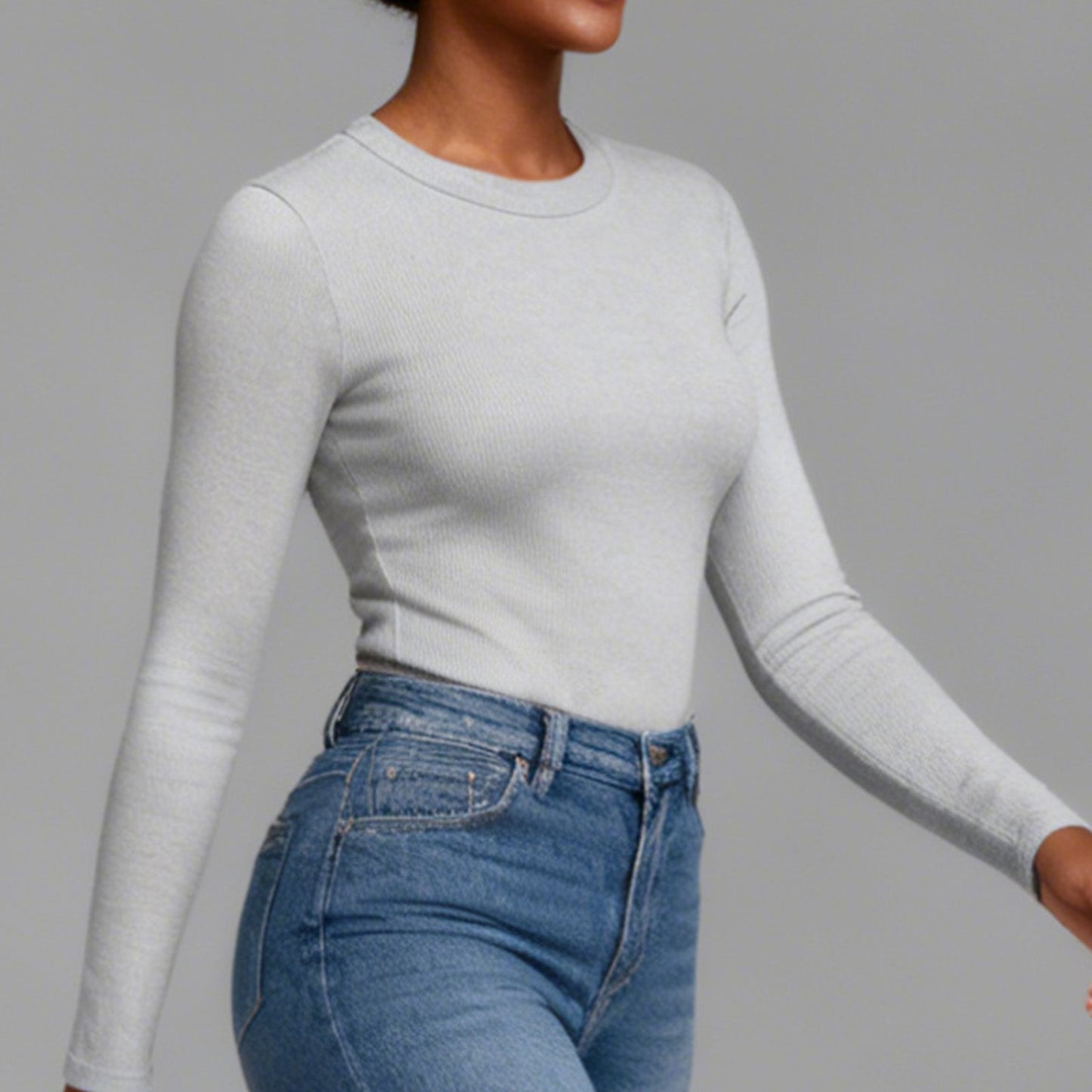 Fitted Ribbed Long Sleeve Top