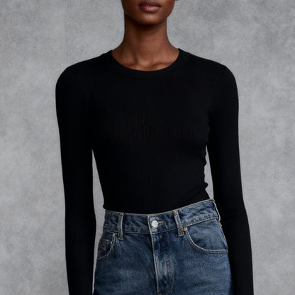 Fitted Ribbed Long Sleeve Top
