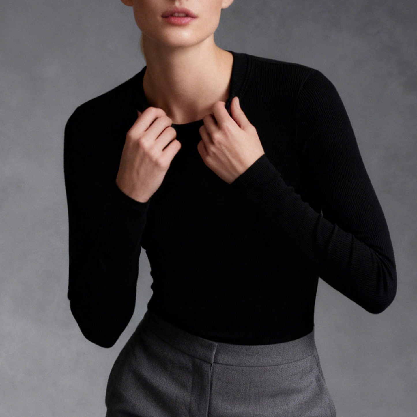 Fitted Ribbed Long Sleeve Top