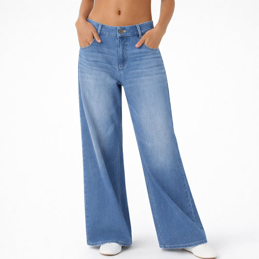 Jeans Tiro Bajo Wide Zipper