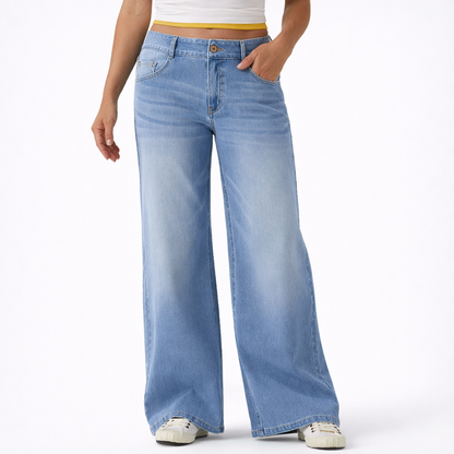 Jeans Tiro Bajo Wide Zipper