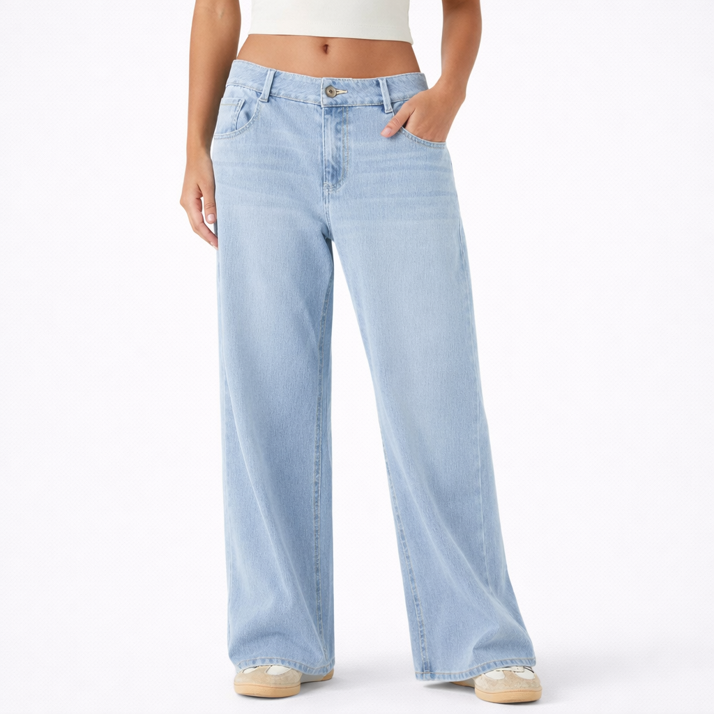 Jeans Tiro Bajo Wide Zipper