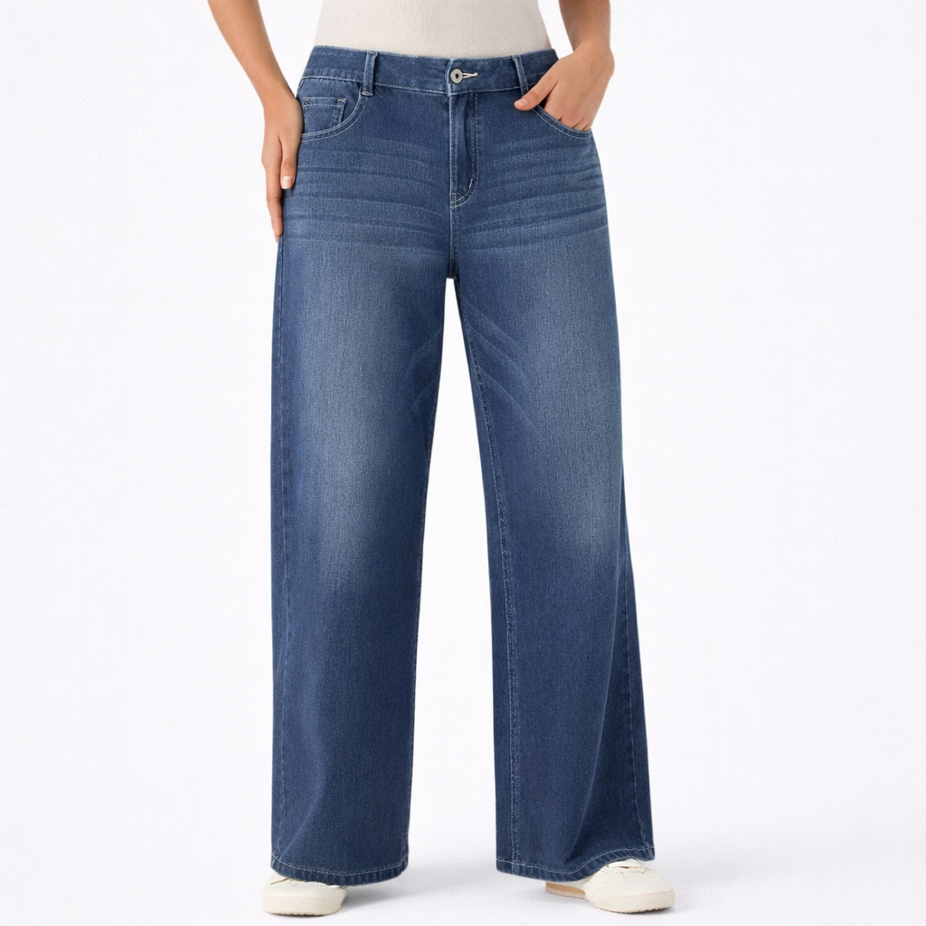 Jeans Tiro Bajo Wide Zipper