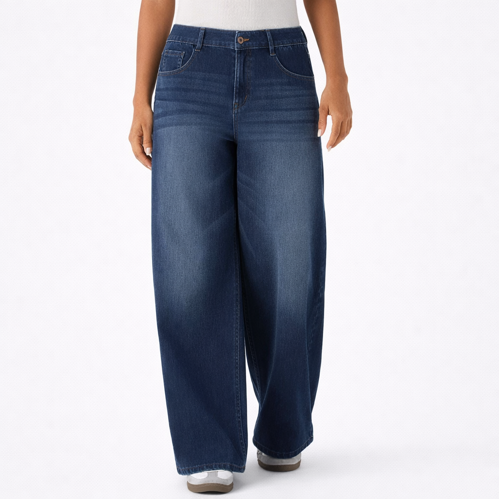 Jeans Tiro Bajo Wide Zipper