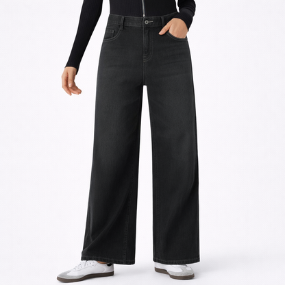Jeans Tiro Bajo Wide Zipper