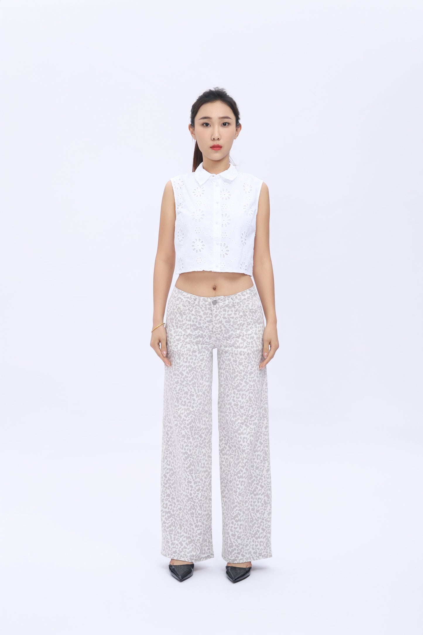 Jeans Wide Tiro Medio Bajo Stretch